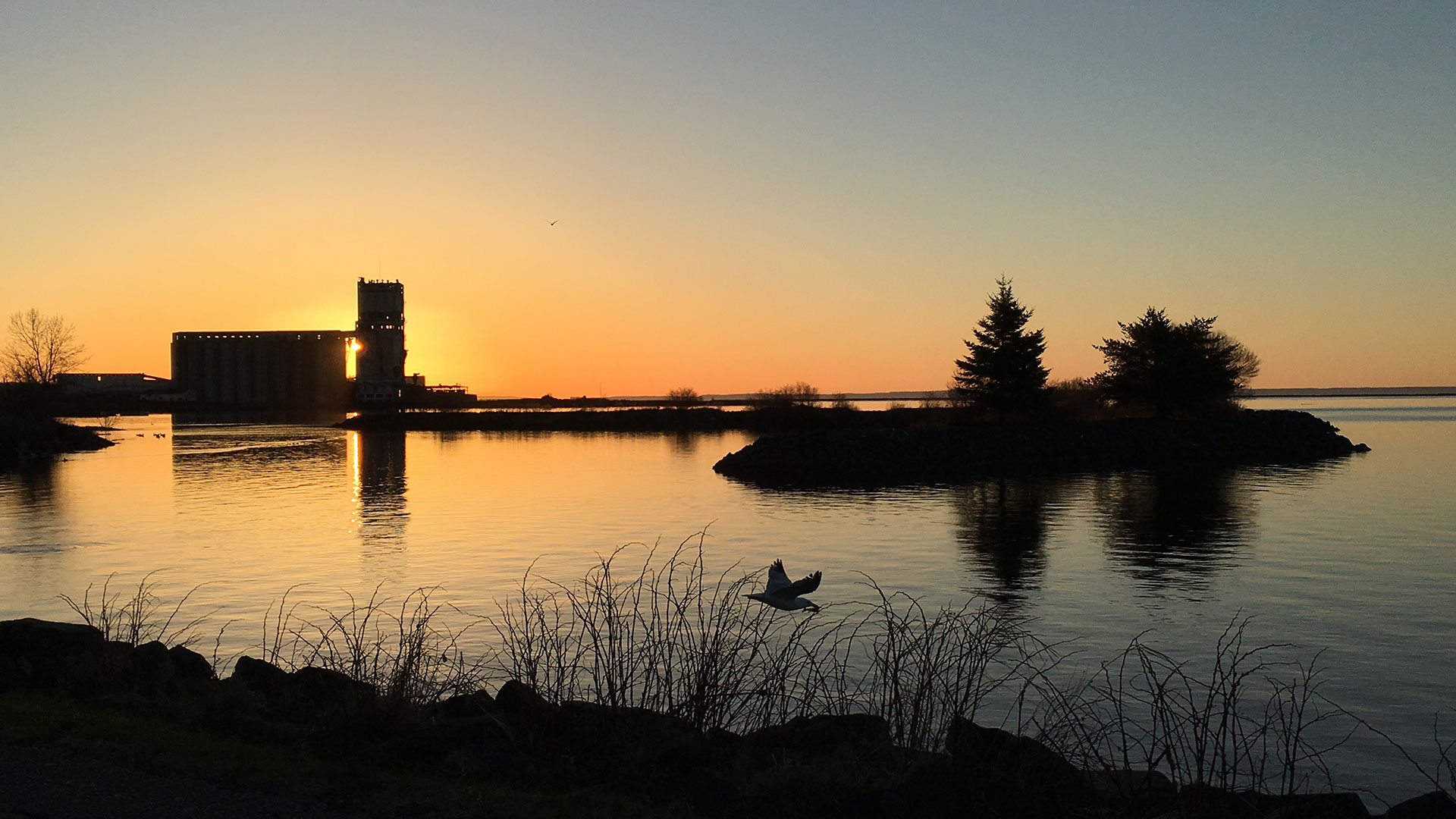 Sunset by elevators