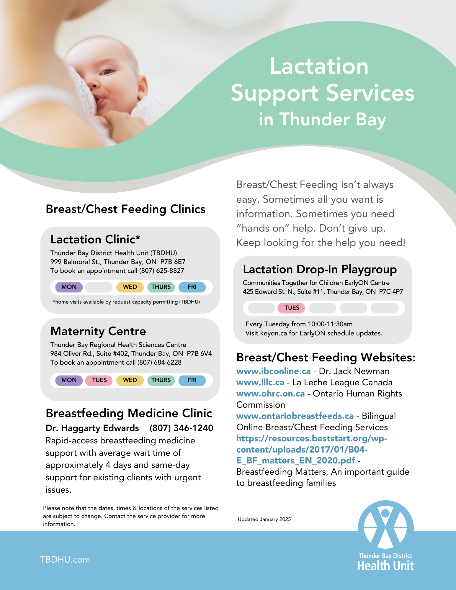 Lactation Support services handout