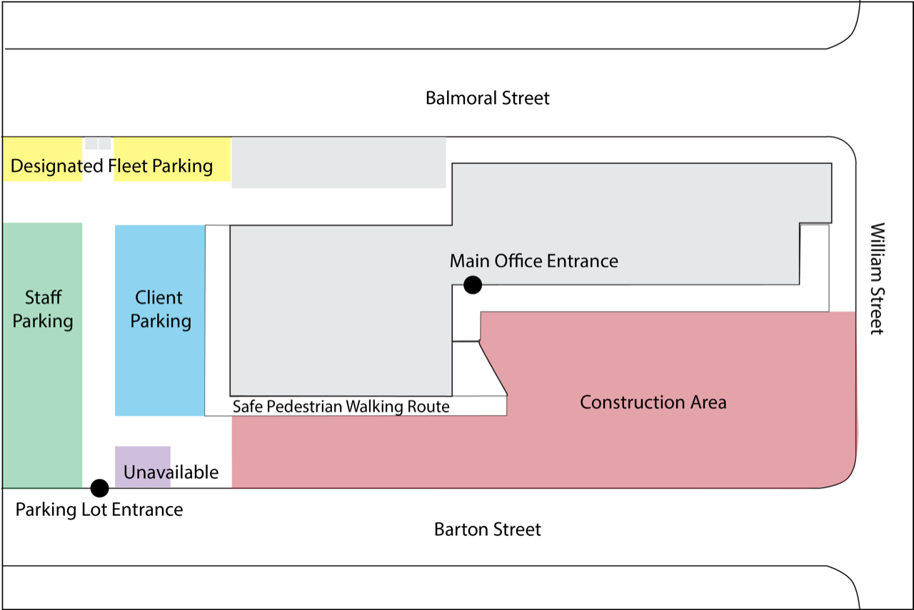 A map of tbdhu parking lot with designated zones