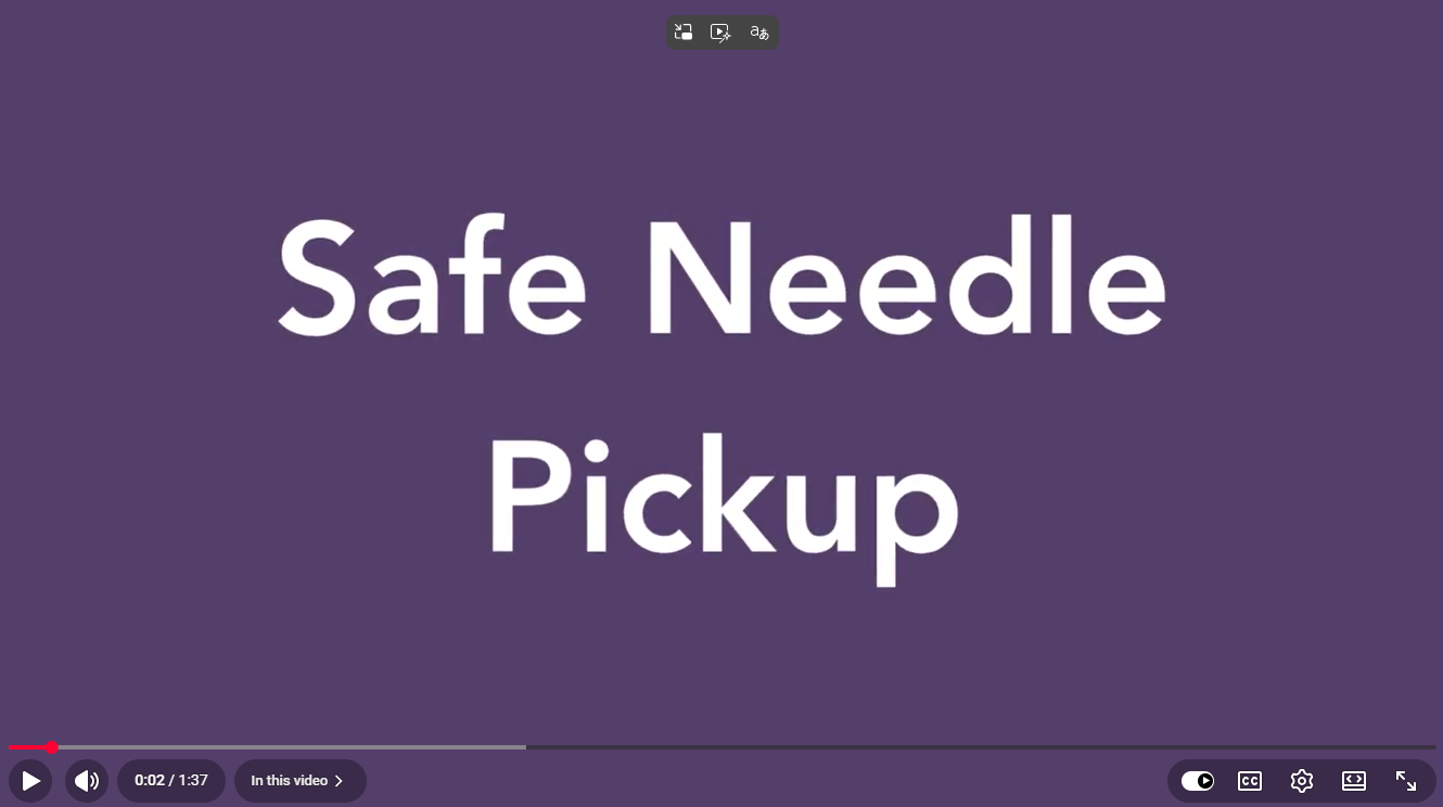 link to a video about safe needle pickup
