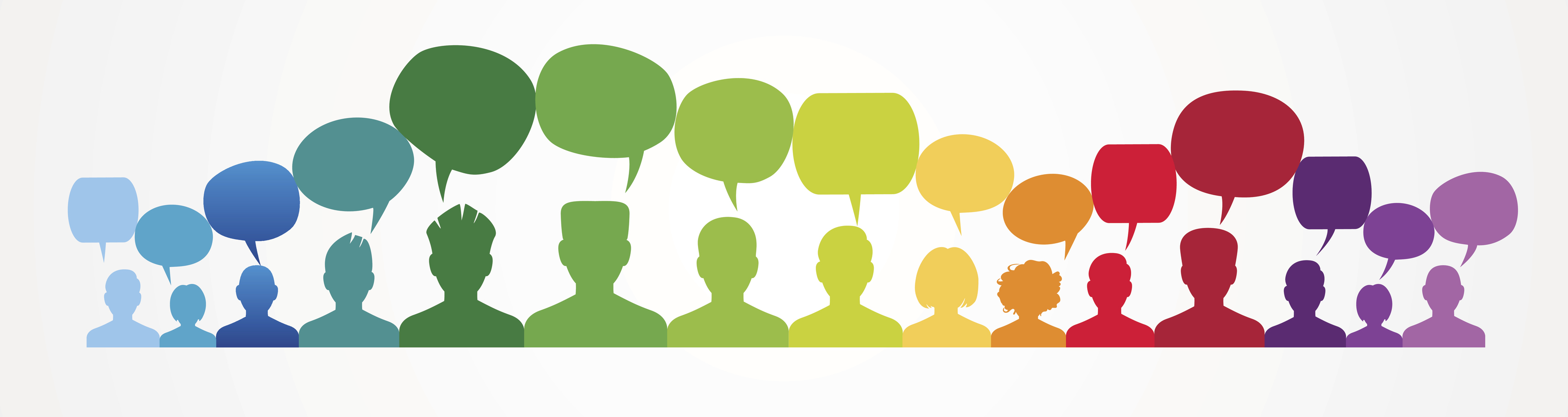 illustrated people with speech bubbles