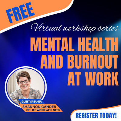 image of Shannon Gander with text "mental health and burnout at work"