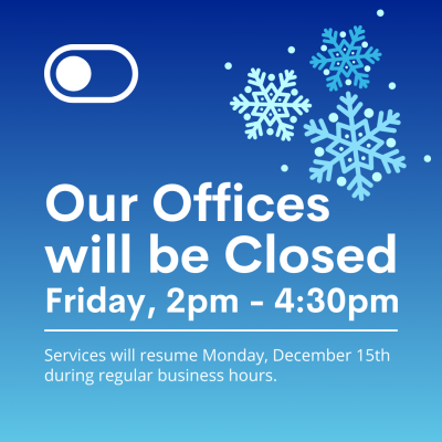 TBDHU offices are closed at 2pm on December 12