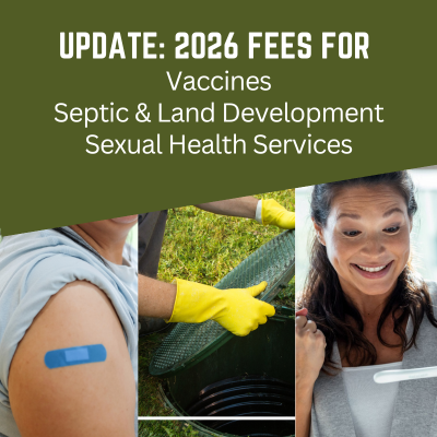 three photos: a shoulder with a bandaid, two gloved hands opening a septic tank, and person holding a pregnancy test