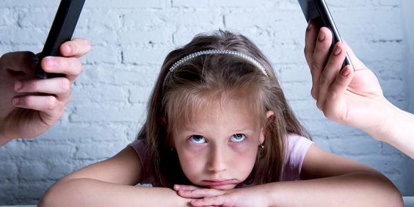 Distracted parents neglecting child