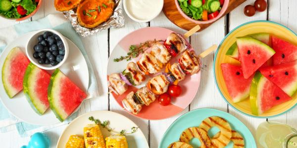 a table full of fresh fruits and vegetables